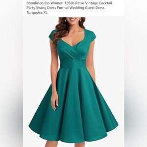 NWOT Teal Retro Vintage Cocktail Party A-Line Swing Dress Size Womens XL (14-16)